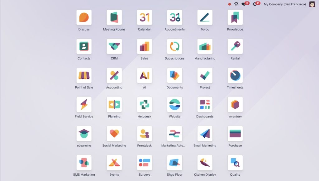 Odoo modules list